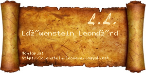 Löwenstein Leonárd névjegykártya